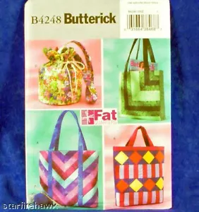 Butterick 4248 Fat Quarters 4 borsetta tote bag modelli da cucire non tagliati vintage - Foto 1 di 1