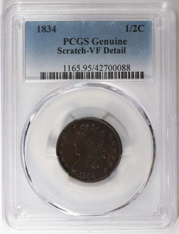 1834 Classic Head Half Cent PCGS VF Detail 1/2c Cover
