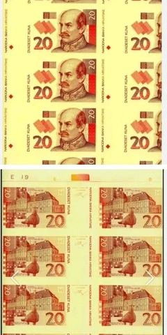 Printer's Proofs: SET 20 Kuna uncut sheet Of 40 notes (x2) Obverse & Reverse Cover