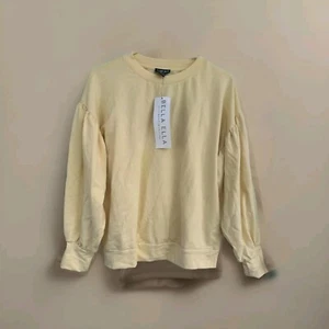Neu mit Etikett Bella Ella Boutique gelbes Sweatshirt Damen Small Timing - Bild 1 von 3