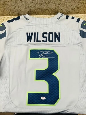Russell Wilson Signed Seattle Seahawks Nike Elite Vapor Game Jersey 48 PSA COA - Image 1 of 4
