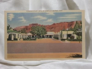 POSTKARTE Leinen 1950 Conoco Court 1st North St George Utah VINTAGE Tourist  - Bild 1 von 6