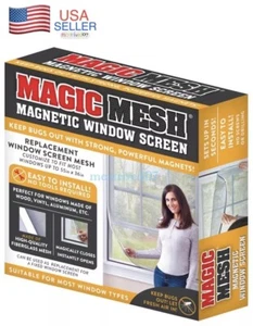 Magic Mesh Magnetic Window Screen Customize To Fit Most Windows Up To 55" × 36" - Picture 1 of 8
