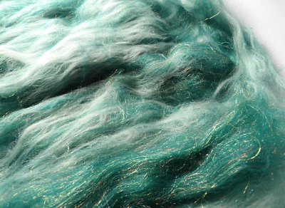 Aqua Marina Mermaid Shimmer Carded Art Batt 25-100g Sparkle Merino Silk Felting - Image 1 of 4