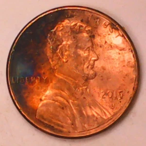2015D Lincoln Shield Reverse Penny Toned Toning - Picture 1 of 5