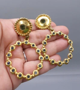 Vintage Ohrringe mit Clips Metall vergoldet und Strass - Earrings 1980 - Bild 1 von 8