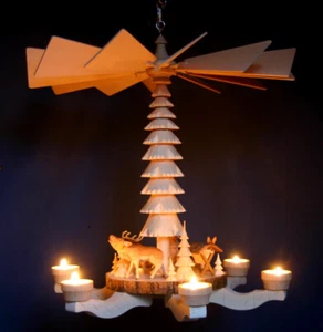 Große 50cm Decken - Pyramide Hängepyramide geschnitzt vom Erzgebirge Fachhandel - Bild 1 von 4