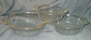 3 Anchor Hocking Fire King Pressed Glass Casserole Bowls:1, 1-1/2, & 2 Quart!!! - Picture 1 of 11