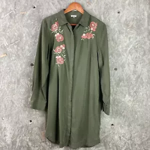 Abito Spense taglia 12 verde oliva lyocel ricamato bottoni davanti top boho fata - Foto 1 di 13