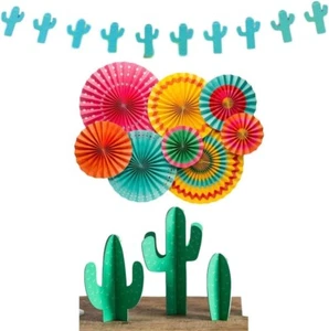 My Mind's Eye Cactus Fiesta Party Supplies & Decoration Kit: Banner Tabletop Fan - Picture 1 of 14