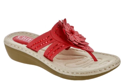 Sandalia de cuña Cliffs by White Mountain roja talla 8 detalle floral Foto 1 de 4