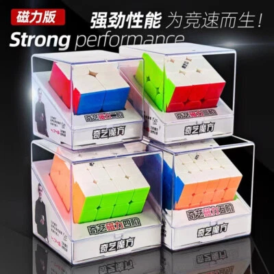 4 Pack Speed Cube Set, Magnetic Cube 2x2 3x3 4x4 5x5 Stickerless Cubes Game Toys - Image 1 of 4