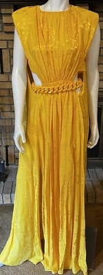 Stella McCartney Sunflower Yellow Falabella Chain Jacquard Gown NWT $2800 Sz 44 - Image 1 of 4