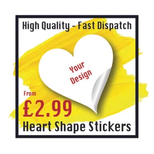 LOGO Printed Heart Stickers - Custom Logo labels - Postage labels - Personalised - Picture 1 of 2