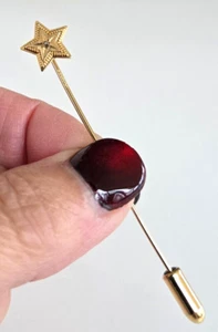 Vintage Textured Star w/ Teeny Diamond Chip Gold Tone Filled Stick Pin 2-5/8" - Picture 1 of 7