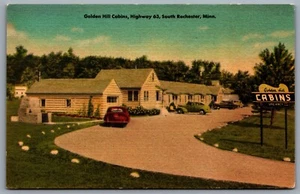 Postcard Rochester MN c1950s Golden Hill Cabins Motel Highway 63 Victor Johnson - Bild 1 von 2