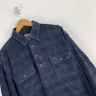 St Johns Bay Pullover Shirt Mens XXL Blue Corduroy Jumbo Cord Cotton 1/2 Buttton