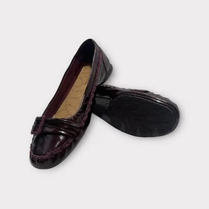 Kenneth Cole Reaction Mocaroni PA Flats Mocs Cranberry Patent Leather Loafers 9M - Picture 1 of 13