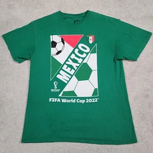 FIFA World Cup 2022 Large Green Mexico Logo Soccer Short Sleeve T-Shirt - Picture 1 of 9