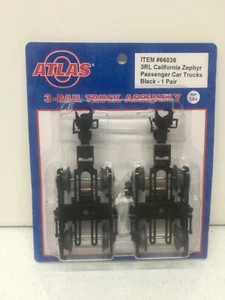 Atlas 1 Pair O Scale 3 Rail California Zephyr Trucks #66038-Black Factory New - Picture 1 of 3