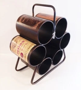 NEW 6 Bottles Free Standing Countertop Metal Wine Storage Holder Rack w/ Handle - Picture 1 of 10