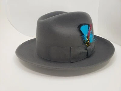 BILTMORE ROYAL PINCH STEEL GRAY FUR FELT FEDORA HAT MADE IN CANADA - Image 1 of 4