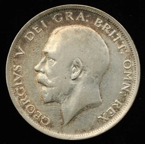 1916 United Kingdom 1/2 Crown .925 Silver Coin - George V (P0349) - Picture 1 of 2