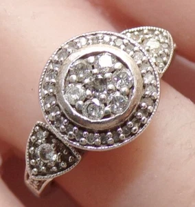 Sterling Silver 0.25ctw Diamond Halo Ring Size 7 FZ - Picture 1 of 6