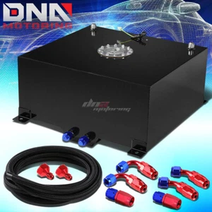 15 GALLON/57L BLACK ALUMINUM FUEL CELL GAS TANK+LEVEL SENDER+NYLON OIL FEED KIT - Bild 1 von 6