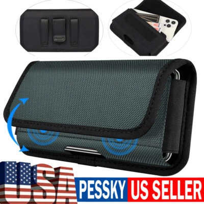 Oxford Horizontal Pouch Wallet Bag Cell Phone Holster with Waist Belt Clip Loop - Image 1 of 4