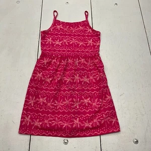 Carters Pink Palm Tree Print Sleeveless A-Line Dress Girls Size 7 - Picture 1 of 7