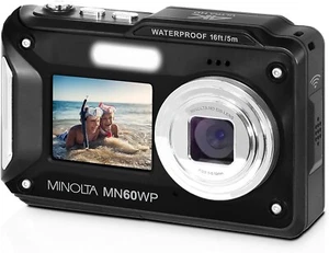 MINOLTA® MN60WP 48 MP / 4K Ultra HD Waterproof Camera w/WiFi & Dual LCD (Black) - Picture 1 of 4