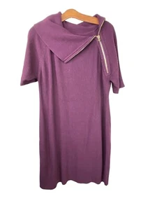 Calvin Klein Sweater Dress Size XL Pullover Turtleneck Zip Short Sleeve Maroon - Picture 1 of 9