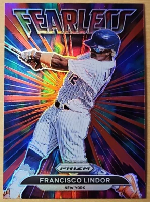 2022 Panini Prizm Francisco Lindor #FL-13 Fearless Insert Red Prizm NY Mets - Image 1 of 2