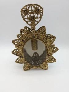 Antiker verzierter französischer Ormolu Parfüm Flakon groß 9" Rosen abgeschrägtes Glas - Bild 1 von 5