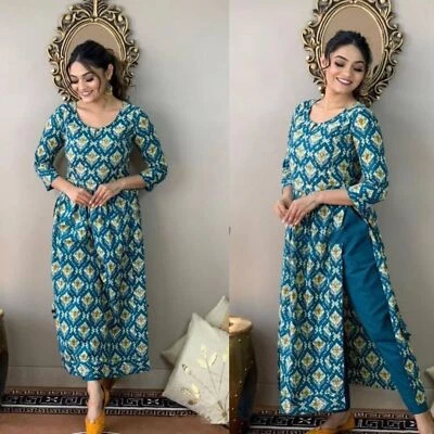 Conjunto de traje vestido túnica kurta paquistaní salwar Kameez de mujer india pantalones kurti Foto 1 de 4