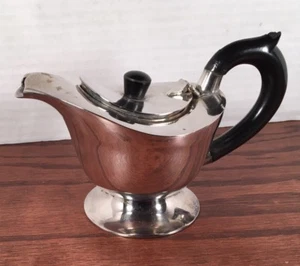 Vtg Silverplate Single Serve Teapot w/ Hinged Lid And Foot - Picture 1 of 12