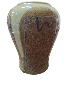 Jarrón de arena de cerámica verde hecho a mano jarrón de cerámica esmaltado diseño de lava - Imagen 1 de 7