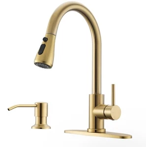 Küchen Spültischarmatur mit Seifenspender, gebürstetes Gold Küchenarmatur - Bild 1 von 1