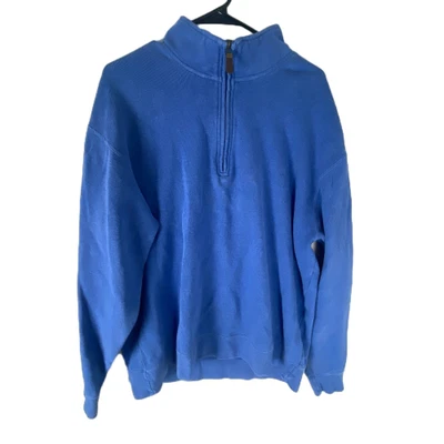 Suéter Orvis Pesado Para Hombres XL Azul Algodón Clásico Manga Larga 1/4 Cremallera Pullover Foto 1 de 4