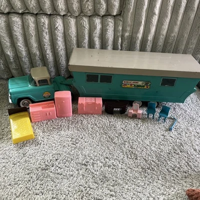 Vintage Nylint Ford Truck And Mobile Home Camper With Furniture Very Nice - Image 1 of 4