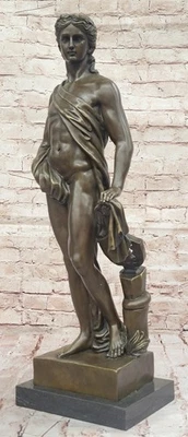 Bronze Sculpture of Apollo with Lyre Greek God of Music and Light Signed Fisher - Image 1 of 4