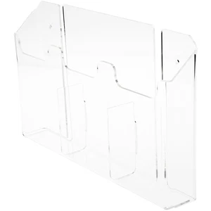 Plymor Clear Acrylic 3-Pocket Wall Mount Brochure Holder Up to 4" Wide Documents - Picture 1 of 1