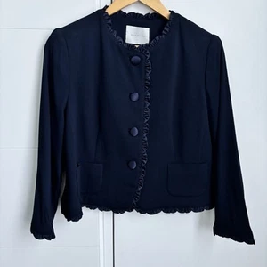 Anna Thomas Navy Formal Jacket Size 14 Frill NEW $948 - Picture 1 of 12