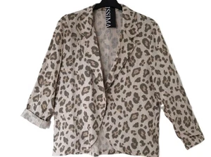 Giacca blazer lino ISSIMA Moda look a strati CE 42-44-46 stone-washed animalier beige - Foto 1 di 3