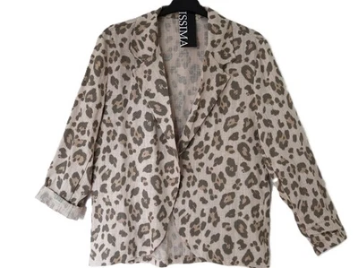 ISSIMA Moda Lagenlook Leinen Jacke Blazer EG 42-44-46 stone-washed animal beige - Bild 1 von 3