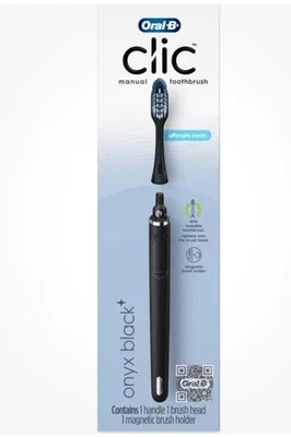 Cepillo de dientes manual Oral-B Clic, negro ónix, con soporte magnético para cepillo de dientes - Imagen 1 de 3