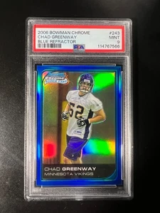 2006 Bowman Chrome Blue Refractor #243 Chad Greenway #'d 21/150 PSA 9 POP 1 - Picture 1 of 2
