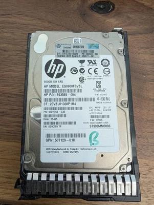 HP 900GB SAS 2.5 G6/G7 Proliant HDD EG0900FCVBL ,693569-004, with a carrier - Image 1 of 2