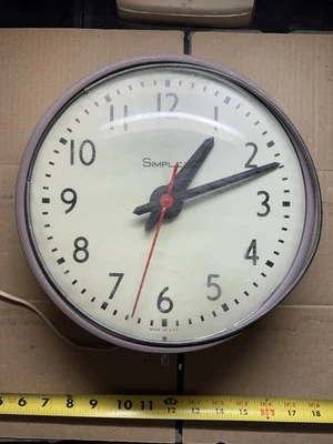 Working! Vintage Simplex Electric School Clock 804-006 Vgc Glass Face - Image 1 of 4